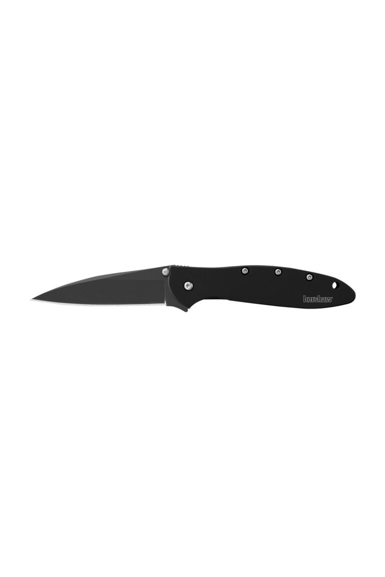 Kershaw Leek pocket knife, black, open, full profile view