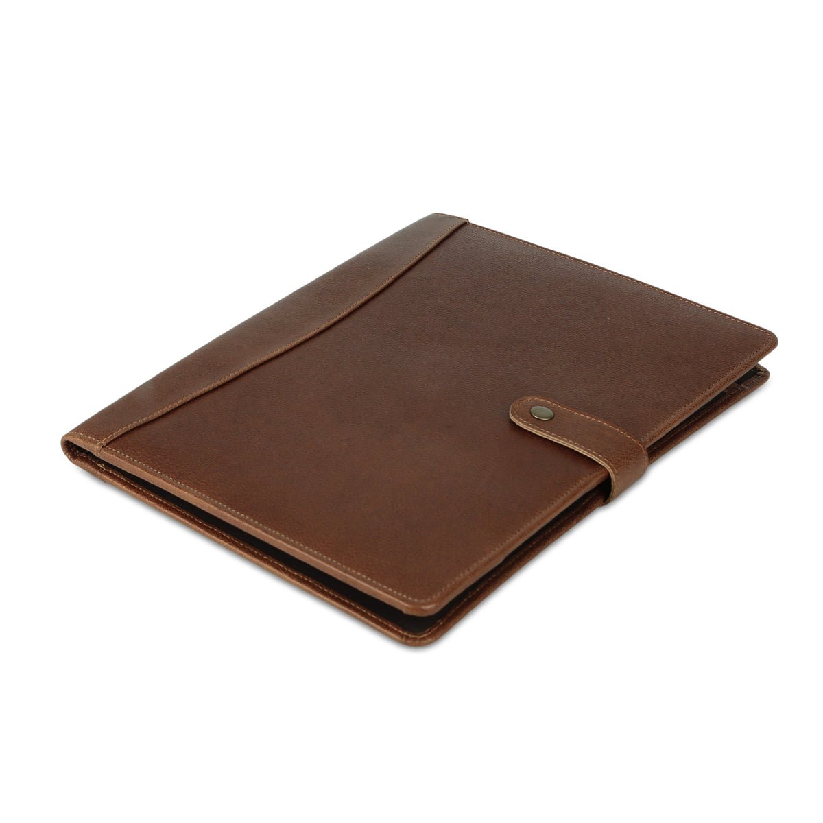 KomalC full-grain leather portfolio folder with button closure, Chicago colorway