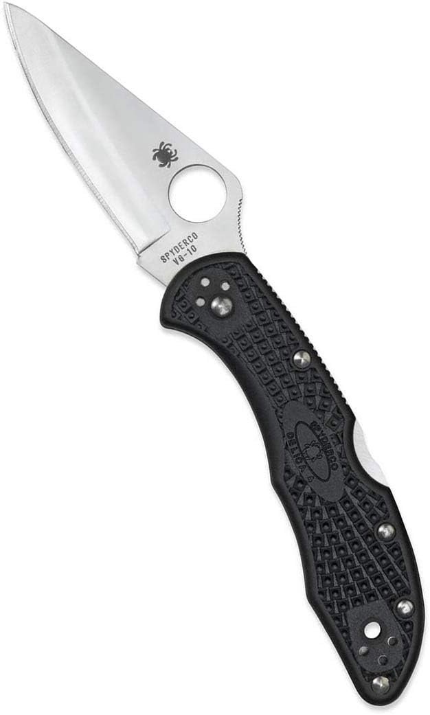 Spyderco Delica 4, saber grind, SKU C11PBK, black FRN handle, VG-10 blade, real Amazon listing photo